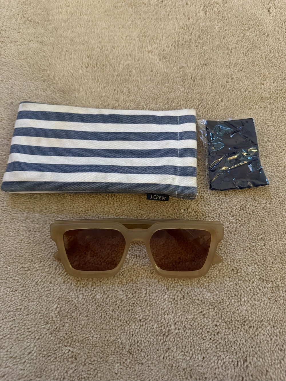 J. Crew Translucent Beige Square Sunglasses with Brown Lenses - Picture 4 of 4